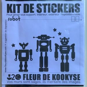 Wall Decor Removable Stickers Set, 3 Robots New